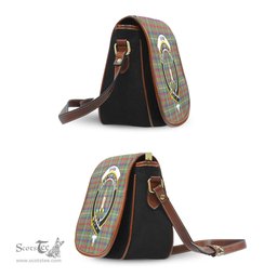 Scottish Shaw Green Modern Tartan Saddle Crossbody Bag with Family Crest Scottish Plaid Tartan Plaid - ScotsTee - scotstee.com