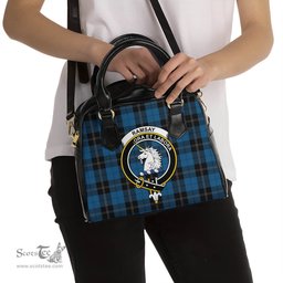 Scottish Ramsay Blue Hunting Tartan Shoulder Handbags with Family Crest Scottish Plaid Tartan Plaid - ScotsTee - scotstee.com