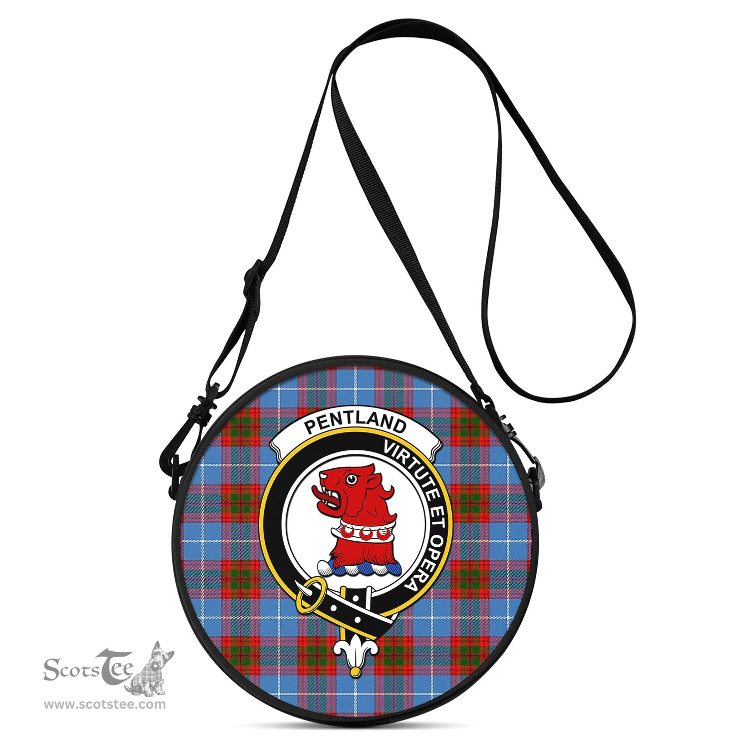 Scottish Pentland Tartan Round Crossbody Bags - Round Purse with Family Crest Scottish Plaid Tartan Plaid - ScotsTee - scotstee.com