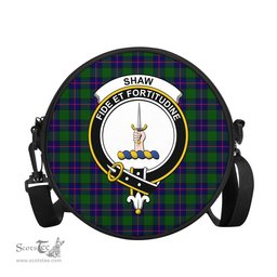 Scottish Shaw Modern Tartan Round Crossbody Bags - Round Purse with Family Crest Scottish Plaid Tartan Plaid - ScotsTee - scotstee.com