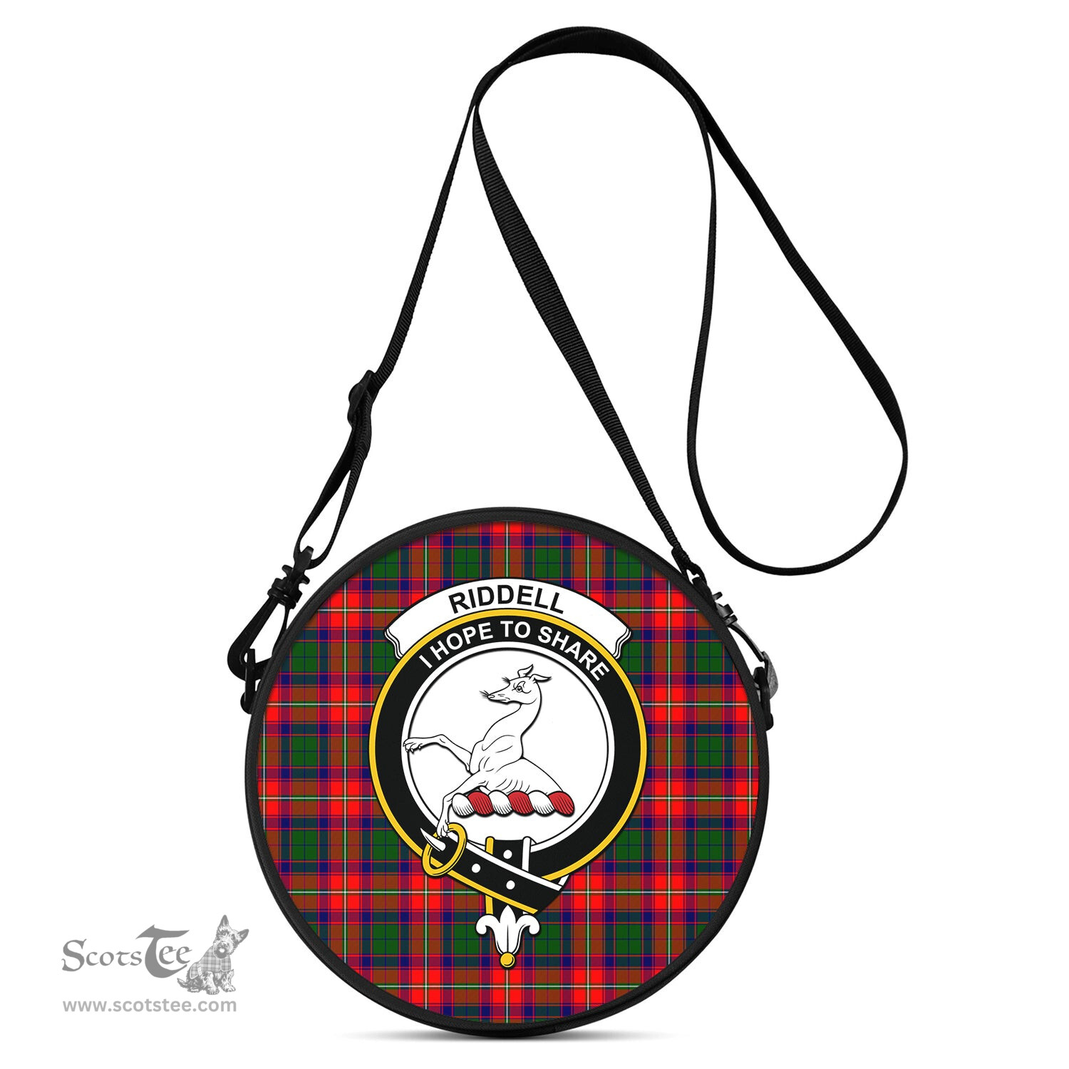 Scottish Riddell Tartan Round Crossbody Bags - Round Purse with Family Crest Scottish Plaid Tartan Plaid - ScotsTee - scotstee.com