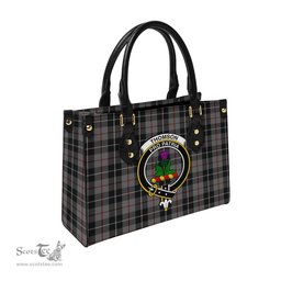 Scottish Thompson Grey Tartan Leather Bag for Women with Family Crest Scottish Plaid Tartan Plaid - ScotsTee - scotstee.com