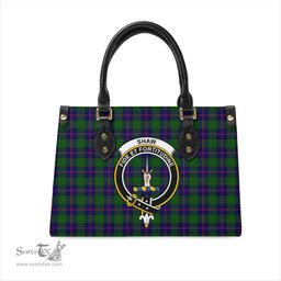 Scottish Shaw Modern Tartan Leather Bag for Women with Family Crest Scottish Plaid Tartan Plaid - ScotsTee - scotstee.com