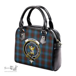 Scottish Stewart Royal Blue Tartan Shoulder Handbags with Family Crest Scottish Plaid Tartan Plaid - ScotsTee - scotstee.com