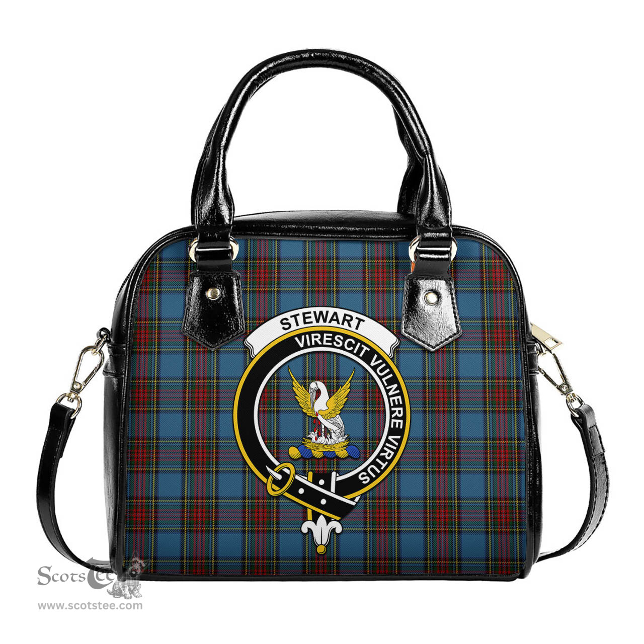 Scottish Stewart Royal Blue Tartan Shoulder Handbags with Family Crest Scottish Plaid Tartan Plaid - ScotsTee - scotstee.com
