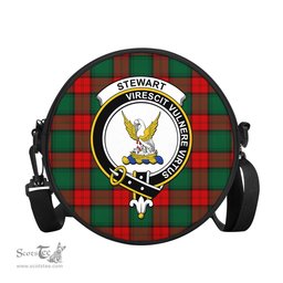 Scottish Stewart Atholl Modern Tartan Round Crossbody Bags - Round Purse with Family Crest Scottish Plaid Tartan Plaid - ScotsTee - scotstee.com