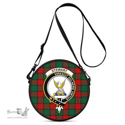 Scottish Stewart Atholl Modern Tartan Round Crossbody Bags - Round Purse with Family Crest Scottish Plaid Tartan Plaid - ScotsTee - scotstee.com