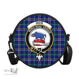 Scottish Weir Modern Tartan Round Crossbody Bags - Round Purse with Family Crest Scottish Plaid Tartan Plaid - ScotsTee - scotstee.com