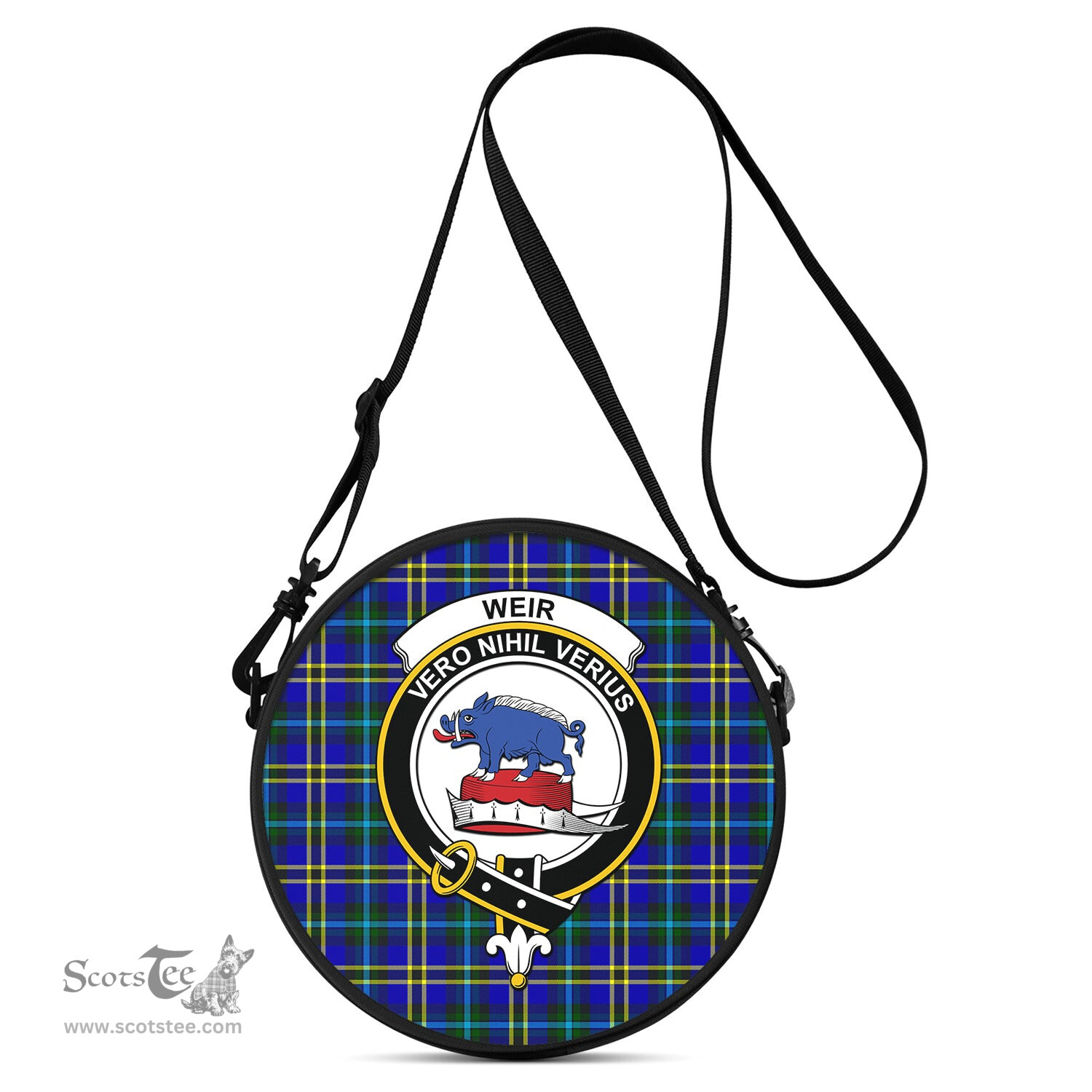 Scottish Weir Modern Tartan Round Crossbody Bags - Round Purse with Family Crest Scottish Plaid Tartan Plaid - ScotsTee - scotstee.com