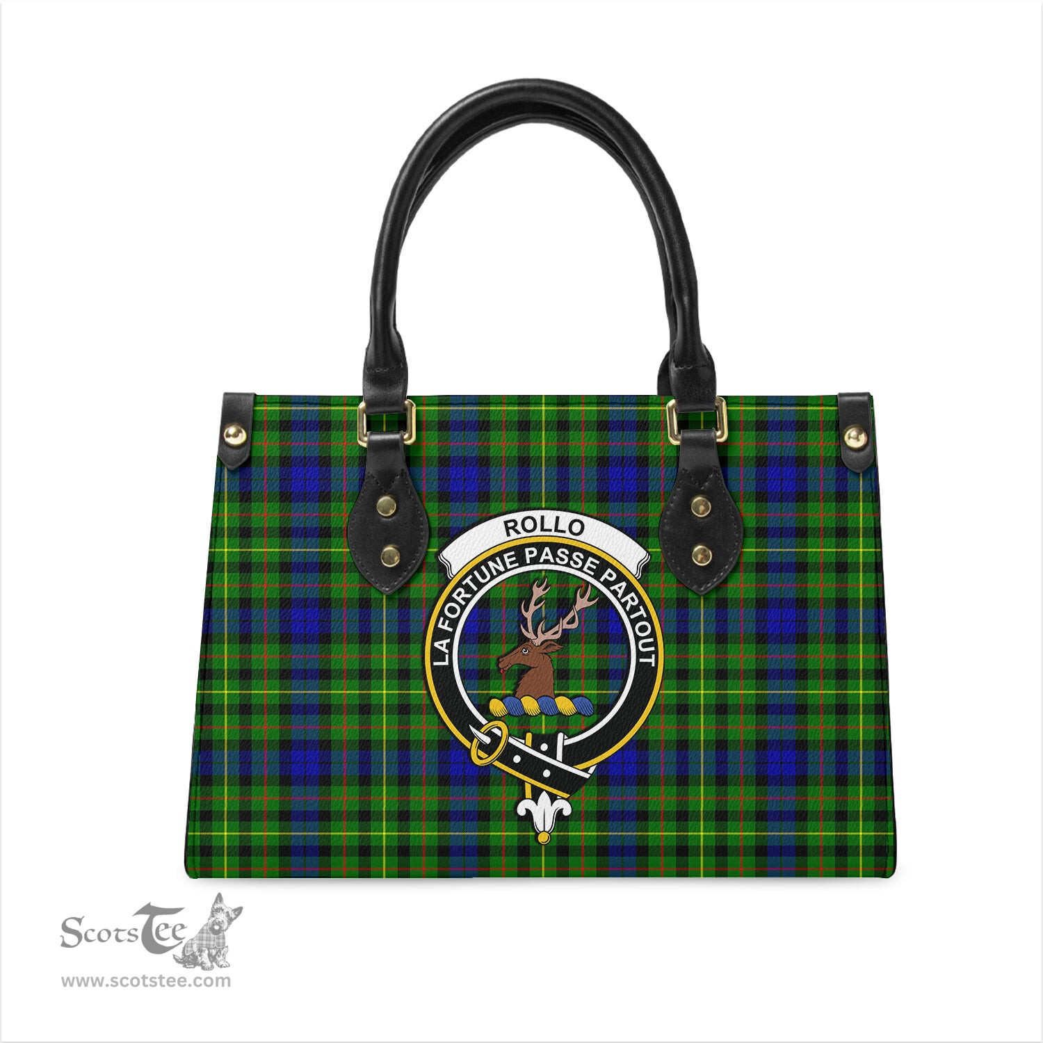 Scottish Rollo Modern Tartan Leather Bag for Women with Family Crest Scottish Plaid Tartan Plaid - ScotsTee - scotstee.com