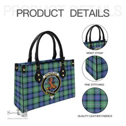 Scottish Sutherland Ancient Tartan Leather Bag for Women with Family Crest Scottish Plaid Tartan Plaid - ScotsTee - scotstee.com