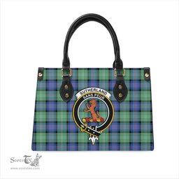 Scottish Sutherland Ancient Tartan Leather Bag for Women with Family Crest Scottish Plaid Tartan Plaid - ScotsTee - scotstee.com
