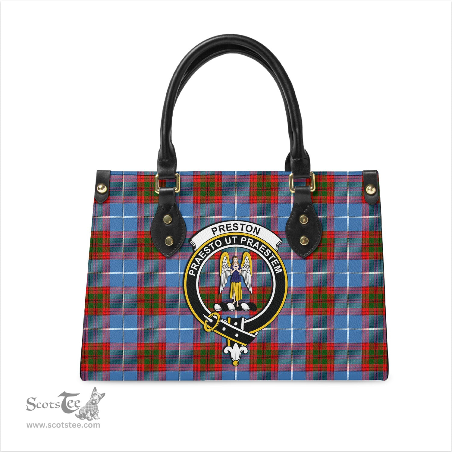 Scottish Preston Tartan Leather Bag for Women with Family Crest Scottish Plaid Tartan Plaid - ScotsTee - scotstee.com