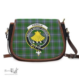 Scottish Pringle Tartan Saddle Crossbody Bag with Family Crest Scottish Plaid Tartan Plaid - ScotsTee - scotstee.com