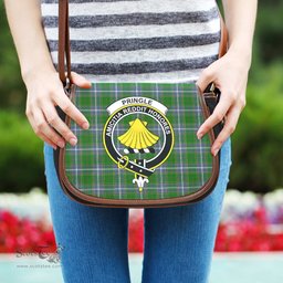 Scottish Pringle Tartan Saddle Crossbody Bag with Family Crest Scottish Plaid Tartan Plaid - ScotsTee - scotstee.com