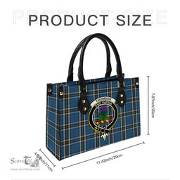 Scottish Thomson Dress Blue Tartan Leather Bag for Women with Family Crest Scottish Plaid Tartan Plaid - ScotsTee - scotstee.com