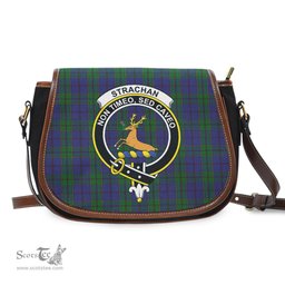 Scottish Strachan Tartan Saddle Crossbody Bag with Family Crest Scottish Plaid Tartan Plaid - ScotsTee - scotstee.com