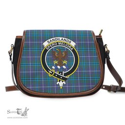Scottish Sandilands Tartan Saddle Crossbody Bag with Family Crest Scottish Plaid Tartan Plaid - ScotsTee - scotstee.com