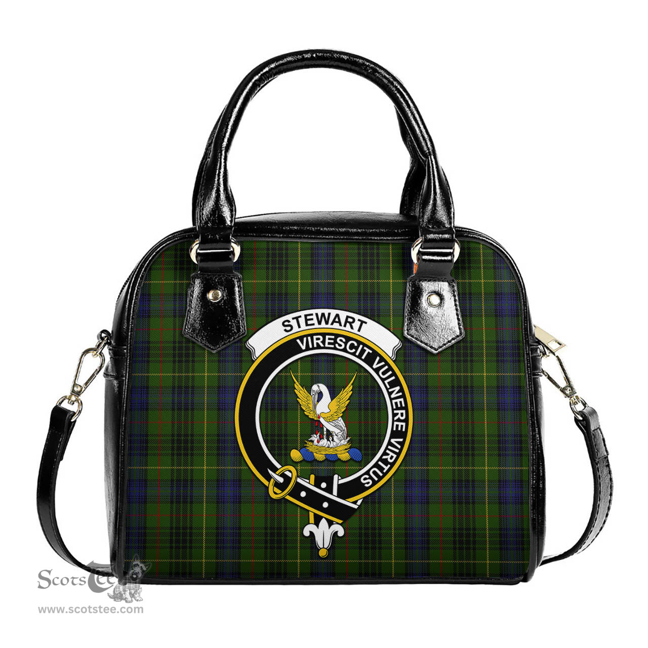 Scottish Stewart Hunting Tartan Shoulder Handbags with Family Crest Scottish Plaid Tartan Plaid - ScotsTee - scotstee.com