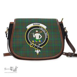 Scottish Shaw of Tordarroch Green Hunting Tartan Saddle Crossbody Bag with Family Crest Scottish Plaid Tartan Plaid - ScotsTee - scotstee.com