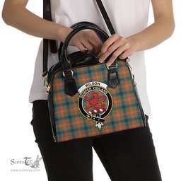 Scottish Wilson Ancient Tartan Shoulder Handbags with Family Crest Scottish Plaid Tartan Plaid - ScotsTee - scotstee.com