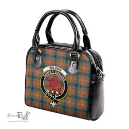 Scottish Wilson Ancient Tartan Shoulder Handbags with Family Crest Scottish Plaid Tartan Plaid - ScotsTee - scotstee.com
