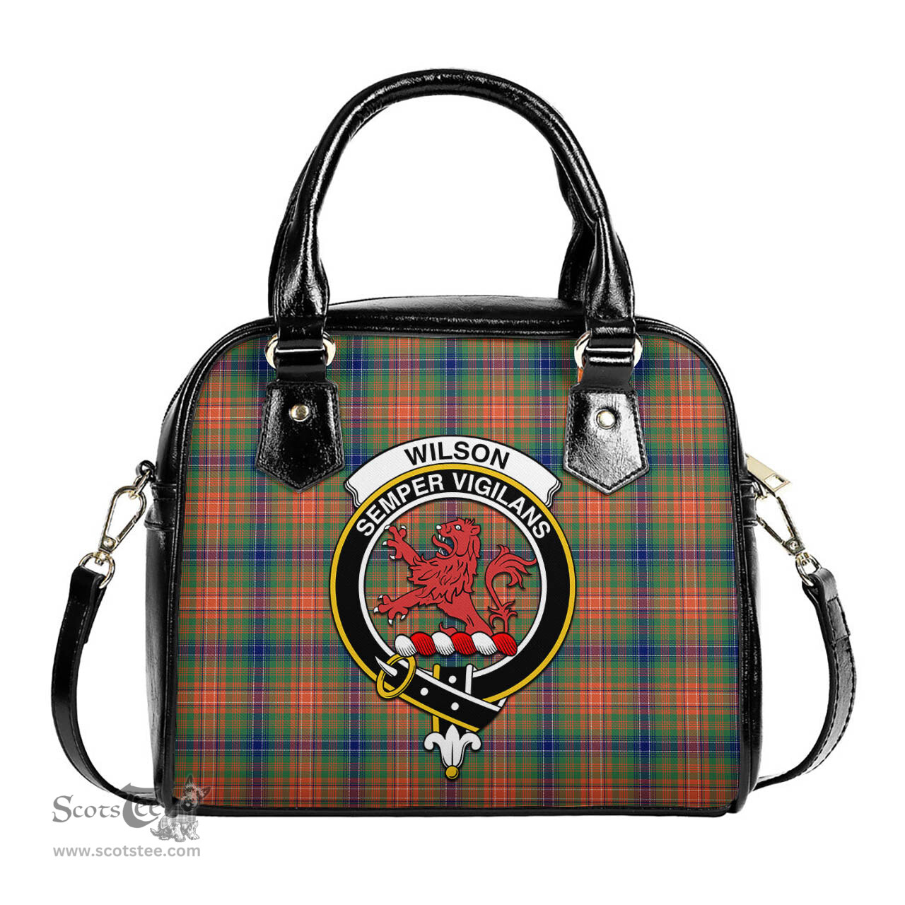 Scottish Wilson Ancient Tartan Shoulder Handbags with Family Crest Scottish Plaid Tartan Plaid - ScotsTee - scotstee.com
