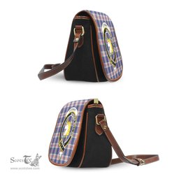 Scottish Stewart of Appin Hunting Dress Tartan Saddle Crossbody Bag with Family Crest Scottish Plaid Tartan Plaid - ScotsTee - scotstee.com