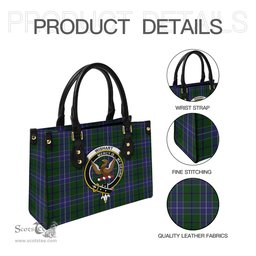 Scottish Wishart Hunting Tartan Leather Bag for Women with Family Crest Scottish Plaid Tartan Plaid - ScotsTee - scotstee.com
