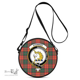 Scottish Stewart of Appin Ancient Tartan Round Crossbody Bags - Round Purse with Family Crest Scottish Plaid Tartan Plaid - ScotsTee - scotstee.com