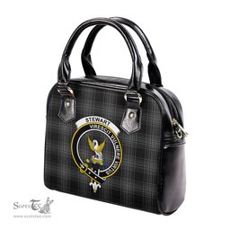Scottish Stewart Mourning Tartan Shoulder Handbags with Family Crest Scottish Plaid Tartan Plaid - ScotsTee - scotstee.com