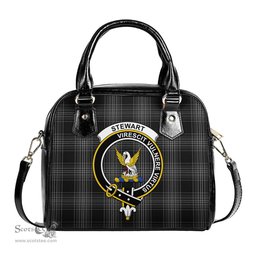 Scottish Stewart Mourning Tartan Shoulder Handbags with Family Crest Scottish Plaid Tartan Plaid - ScotsTee - scotstee.com