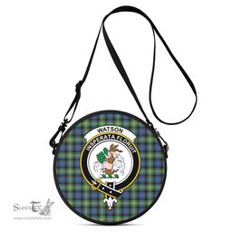 Scottish Watson Ancient Tartan Round Crossbody Bags - Round Purse with Family Crest Scottish Plaid Tartan Plaid - ScotsTee - scotstee.com