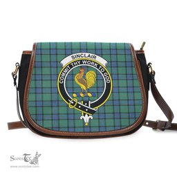 Scottish Sinclair Hunting Ancient Tartan Saddle Crossbody Bag with Family Crest Scottish Plaid Tartan Plaid - ScotsTee - scotstee.com