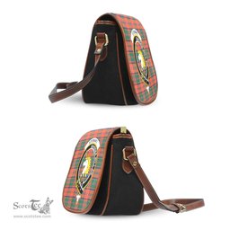 Scottish Stewart of Appin Ancient Tartan Saddle Crossbody Bag with Family Crest Scottish Plaid Tartan Plaid - ScotsTee - scotstee.com