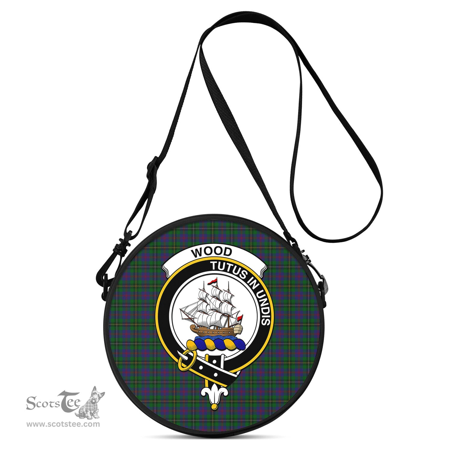 Scottish Wood Tartan Round Crossbody Bags - Round Purse with Family Crest Scottish Plaid Tartan Plaid - ScotsTee - scotstee.com