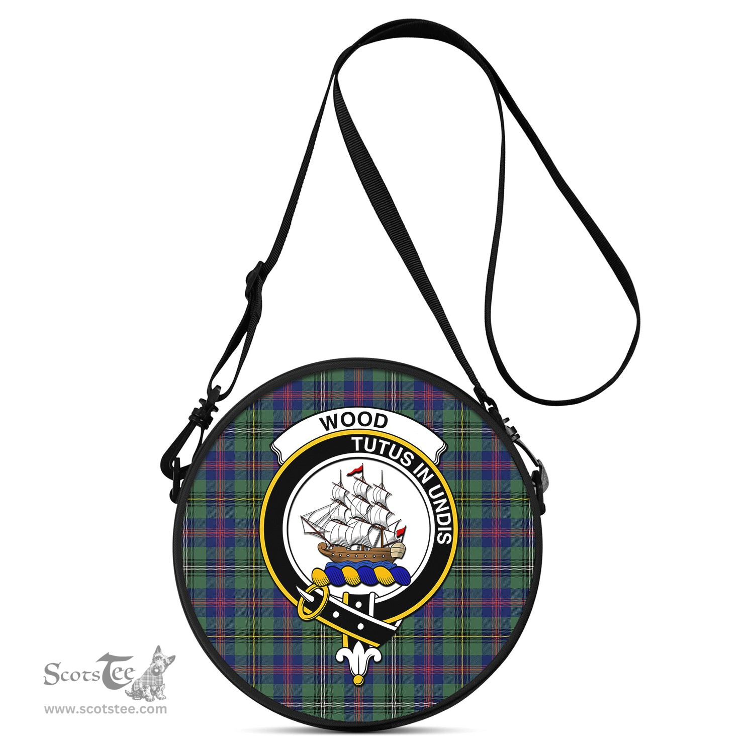 Scottish Wood Modern Tartan Round Crossbody Bags - Round Purse with Family Crest Scottish Plaid Tartan Plaid - ScotsTee - scotstee.com