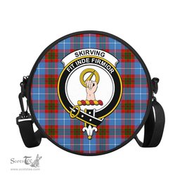Scottish Skirving Tartan Round Crossbody Bags - Round Purse with Family Crest Scottish Plaid Tartan Plaid - ScotsTee - scotstee.com
