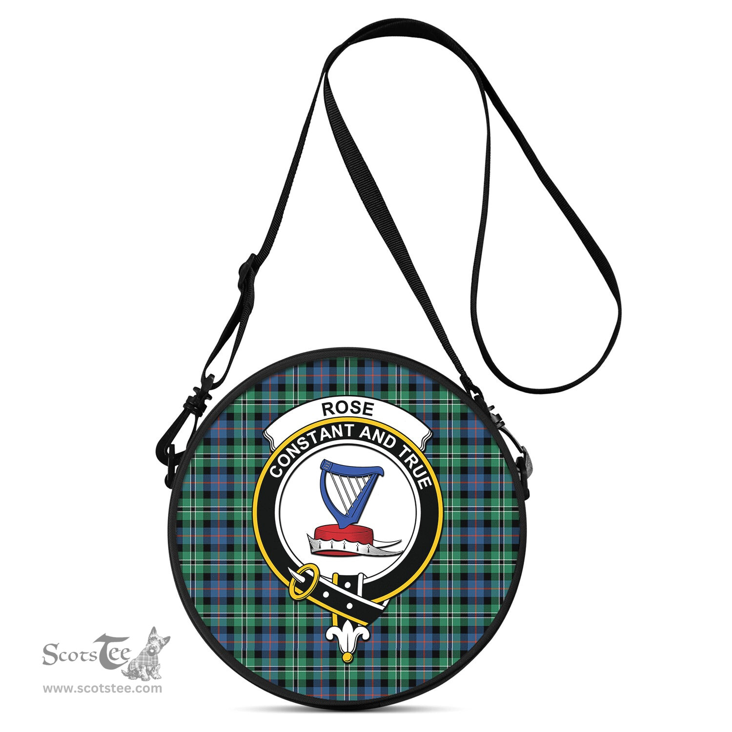 Scottish Rose Hunting Ancient Tartan Round Crossbody Bags - Round Purse with Family Crest Scottish Plaid Tartan Plaid - ScotsTee - scotstee.com