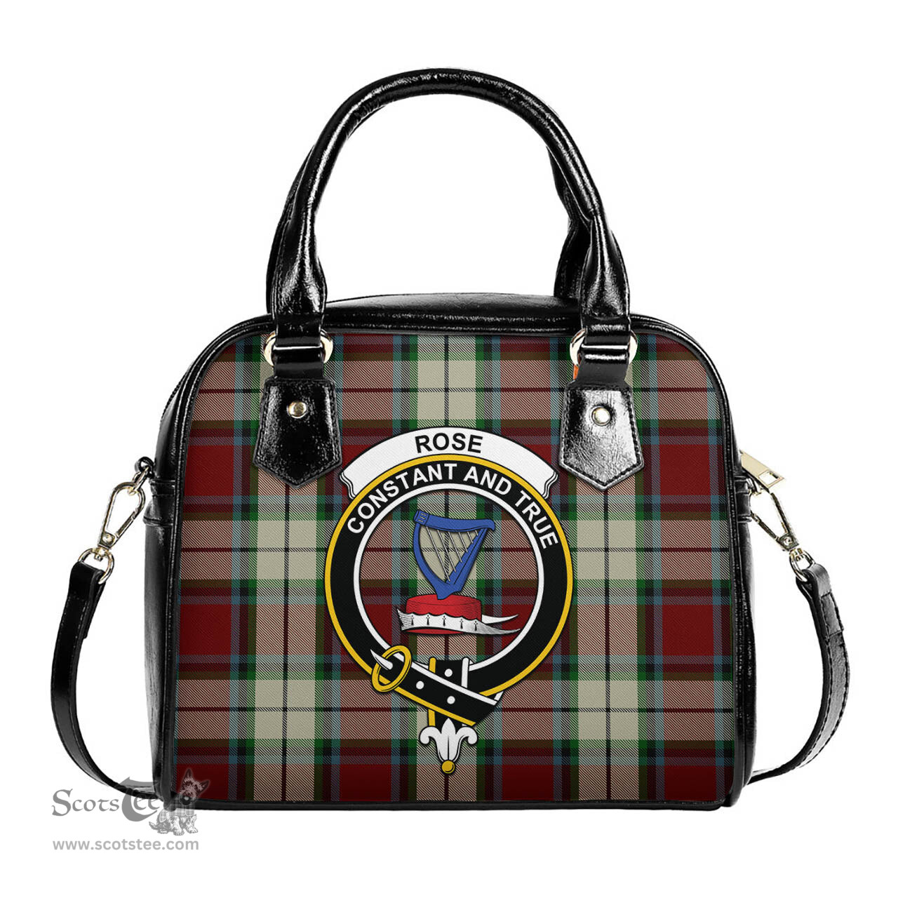 Scottish Rose White Dress Tartan Shoulder Handbags with Family Crest Scottish Plaid Tartan Plaid - ScotsTee - scotstee.com
