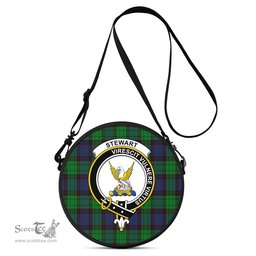 Scottish Stewart Old Modern Tartan Round Crossbody Bags - Round Purse with Family Crest Scottish Plaid Tartan Plaid - ScotsTee - scotstee.com