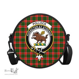 Scottish Pollock Modern Tartan Round Crossbody Bags - Round Purse with Family Crest Scottish Plaid Tartan Plaid - ScotsTee - scotstee.com