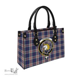 Scottish Stewart of Appin Hunting Dress Tartan Leather Bag for Women with Family Crest Scottish Plaid Tartan Plaid - ScotsTee - scotstee.com