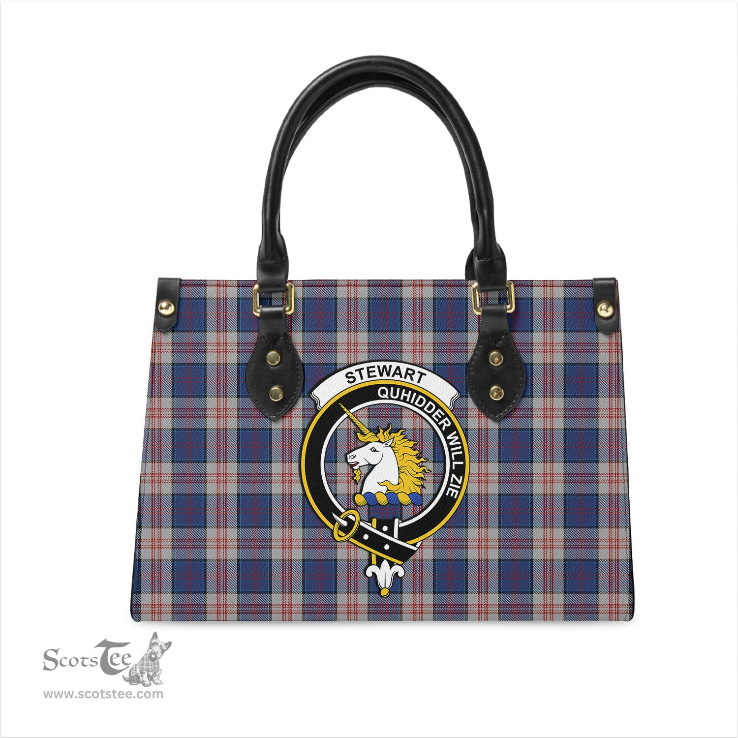 Scottish Stewart of Appin Hunting Dress Tartan Leather Bag for Women with Family Crest Scottish Plaid Tartan Plaid - ScotsTee - scotstee.com