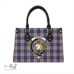 Scottish Stewart of Appin Hunting Dress Tartan Leather Bag for Women with Family Crest Scottish Plaid Tartan Plaid - ScotsTee - scotstee.com