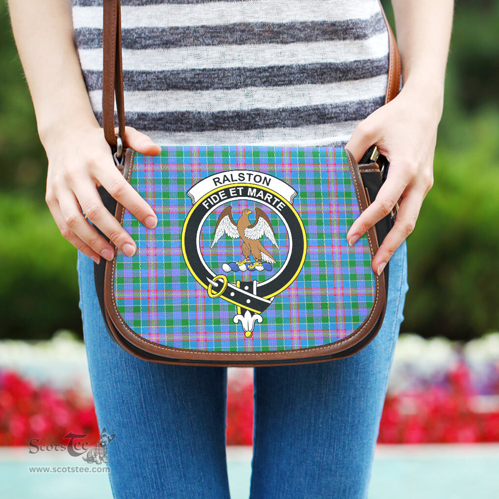 Scottish Ralston Tartan Saddle Crossbody Bag with Family Crest Scottish Plaid Tartan Plaid - ScotsTee - scotstee.com