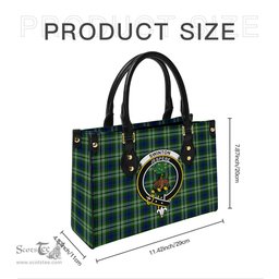 Scottish Swinton Tartan Leather Bag for Women with Family Crest Scottish Plaid Tartan Plaid - ScotsTee - scotstee.com