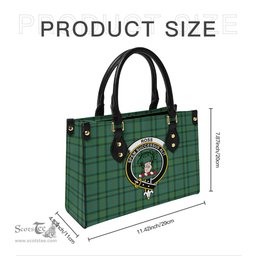 Scottish Ross Hunting Ancient Tartan Leather Bag for Women with Family Crest Scottish Plaid Tartan Plaid - ScotsTee - scotstee.com