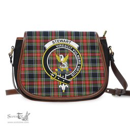 Scottish Stewart Black Tartan Saddle Crossbody Bag with Family Crest Scottish Plaid Tartan Plaid - ScotsTee - scotstee.com