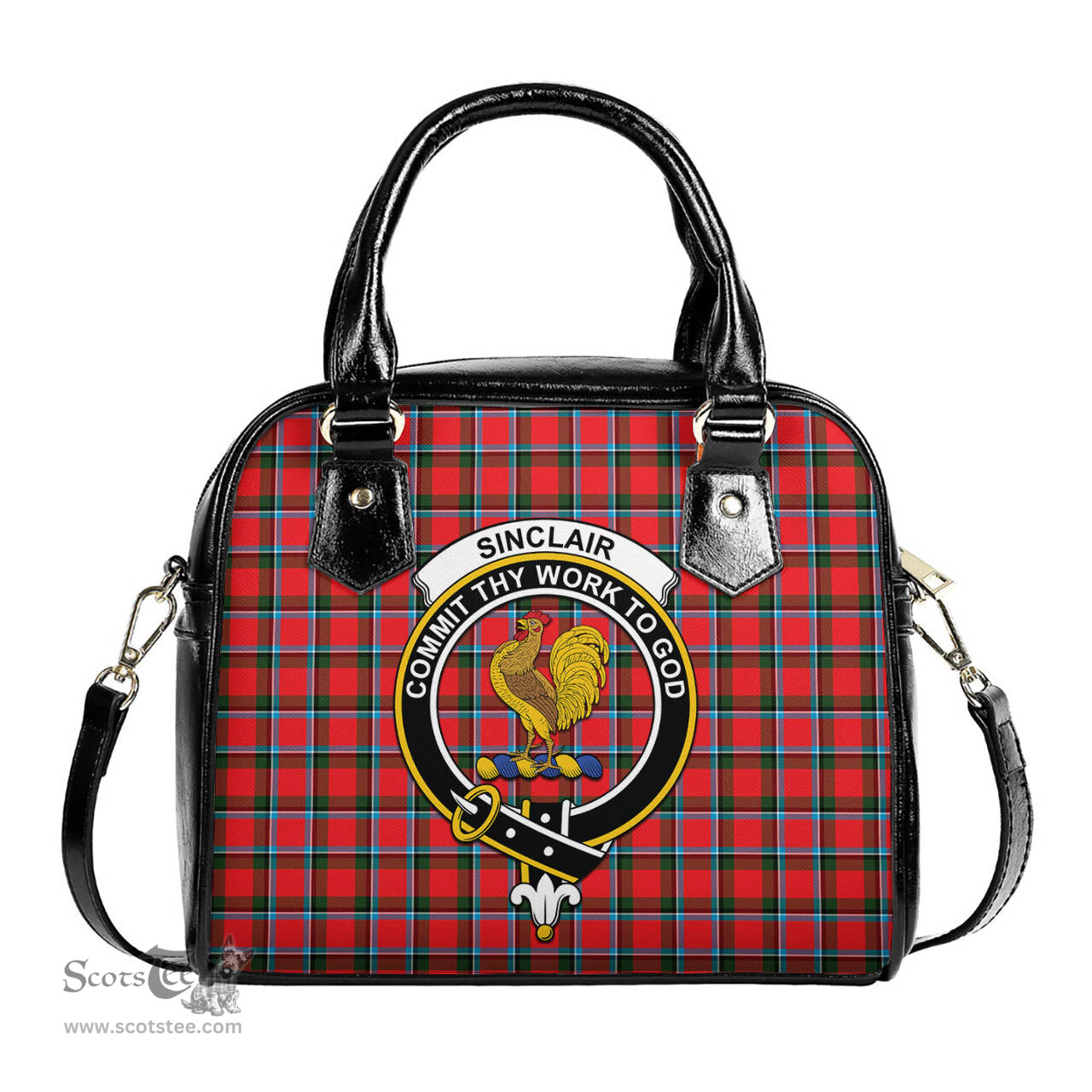 Scottish Sinclair Modern Tartan Shoulder Handbags with Family Crest Scottish Plaid Tartan Plaid - ScotsTee - scotstee.com